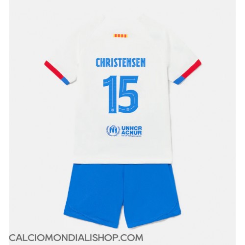 Maglie da calcio Barcelona Andreas Christensen #15 Seconda Maglia Bambino 2023-24 Manica Corta (+ Pantaloni corti)